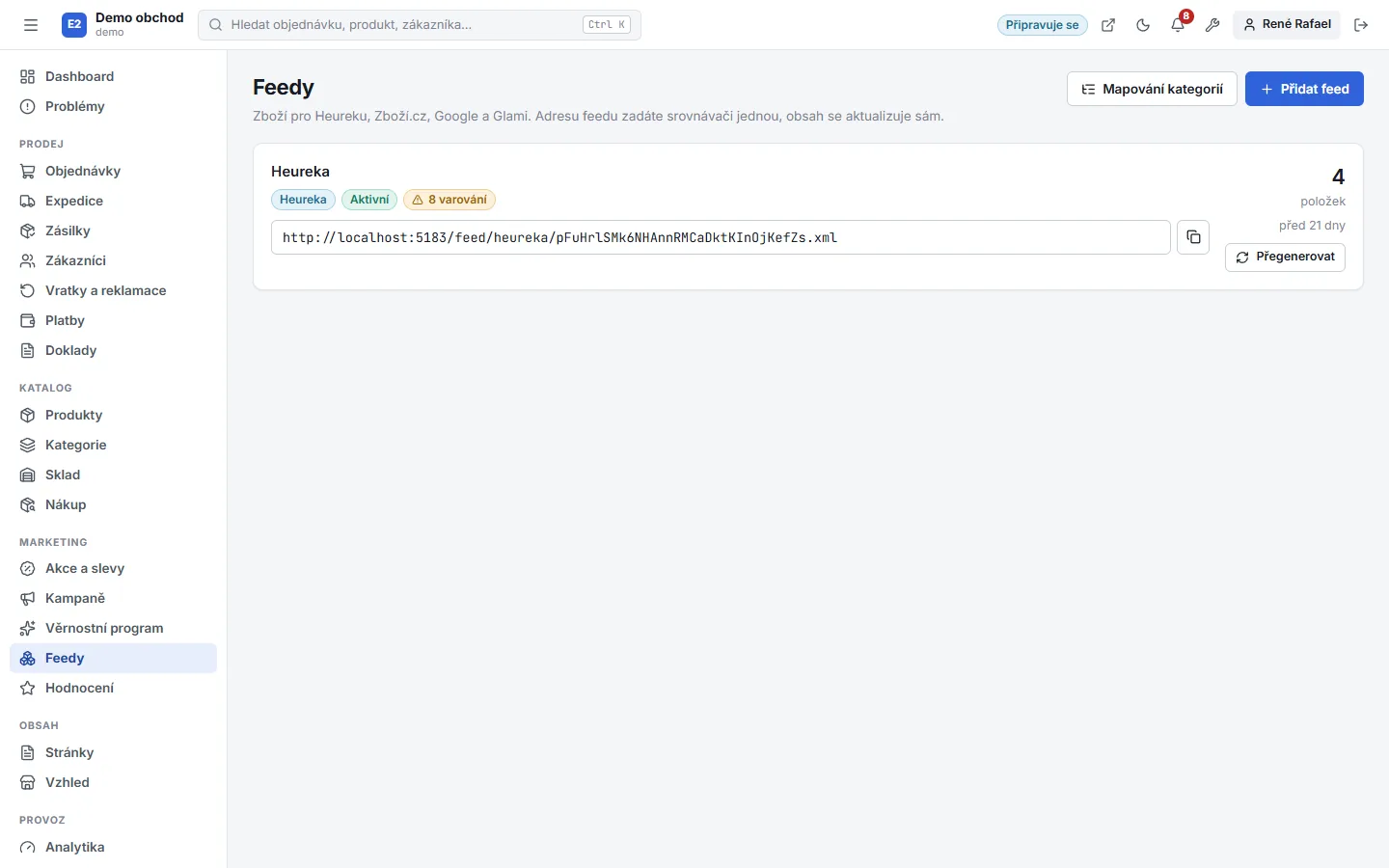 Buyshop admin – Feeds (Light mode)