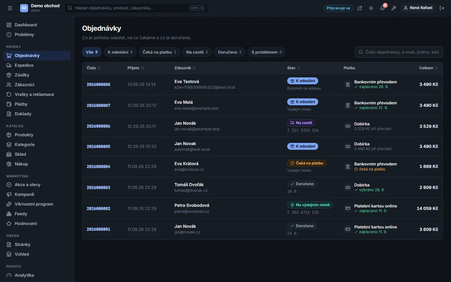Buyshop admin – Orders (Dark mode)
